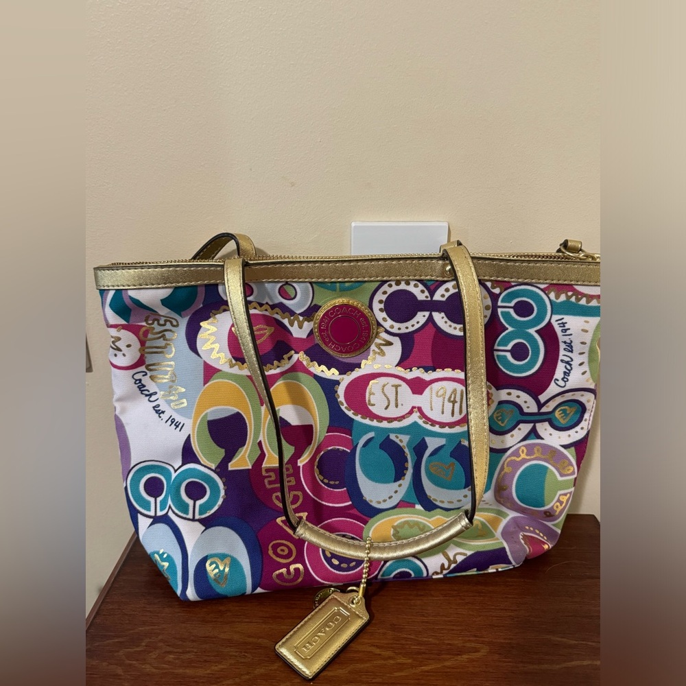 EUC Coach Poppy Pop Graffiti Glam bag